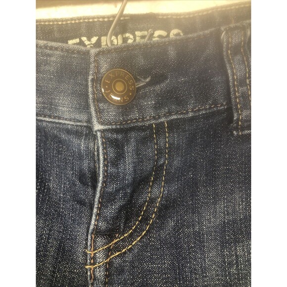 Express Womens Wide Leg High Rise Jeans Size 2R Medium Wash Pleat Front Nautical - Picture 4 of 11